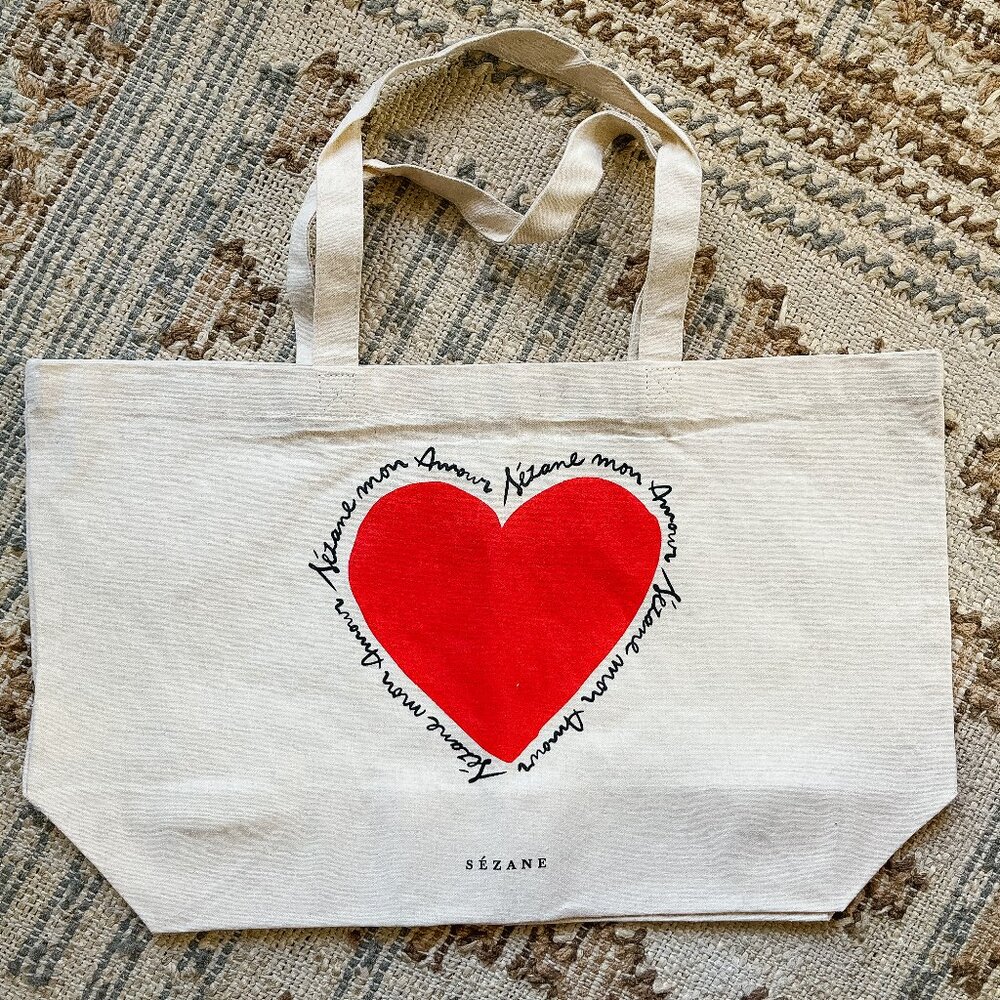NWOT Limited Edition Sezane Mon Amour Canvas Tote Bag